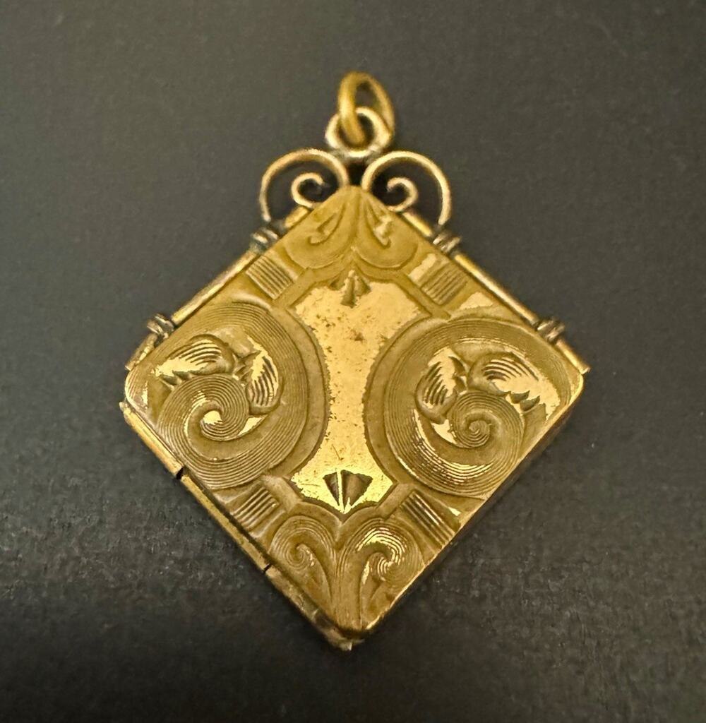 Antique Victorian/Edwardian SKM CO Square Locket Pendant (Unmarked Gold-Filled)
